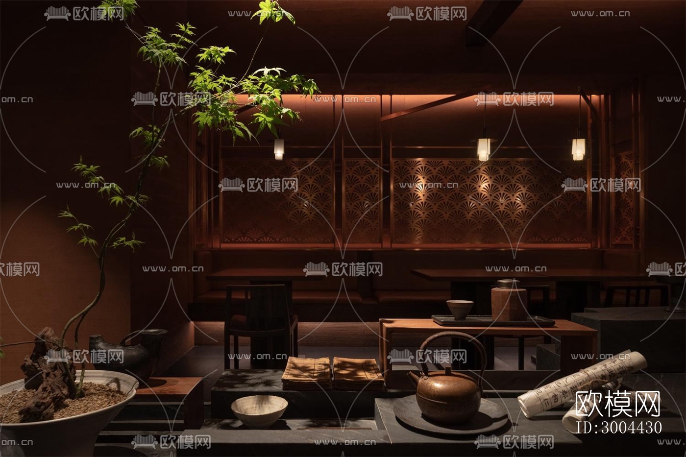 新中式中餐厅效果图下载（渲染图18）