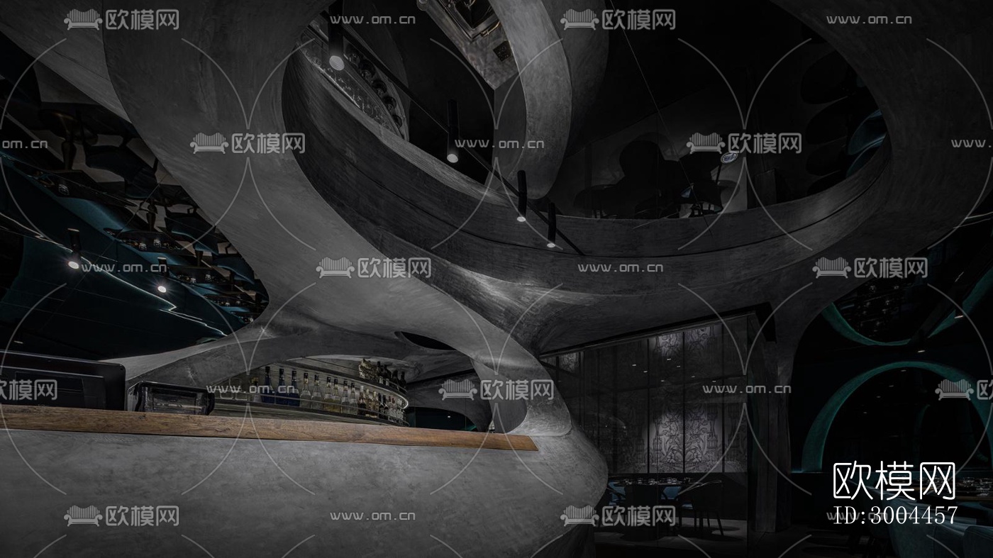 高级灰西餐厅效果图下载（渲染图17）