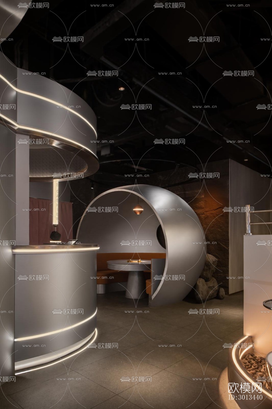 现代火锅烤肉效果图下载（渲染图5）