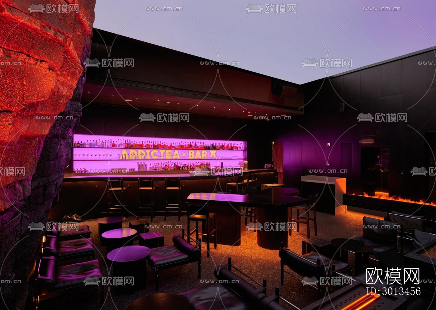 高级灰西餐厅效果图下载（渲染图11）