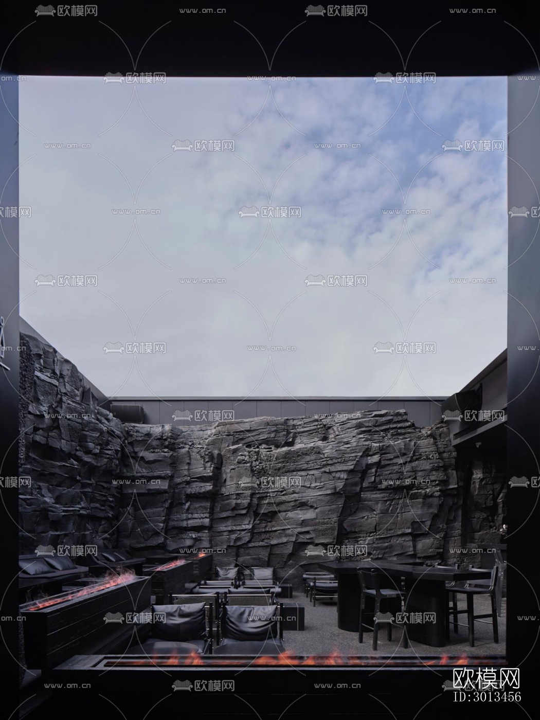 高级灰西餐厅效果图下载（渲染图9）