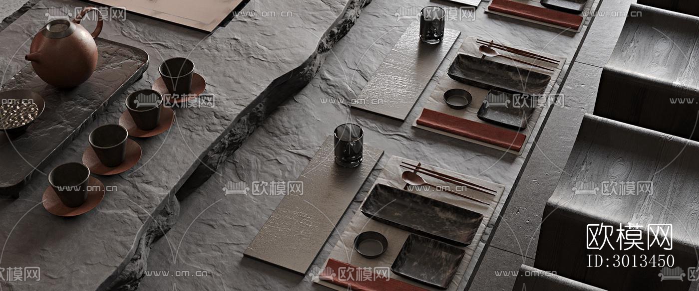 新中式西餐厅效果图下载（渲染图3）