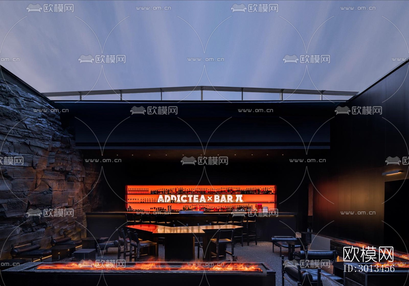 高级灰西餐厅效果图下载（渲染图12）