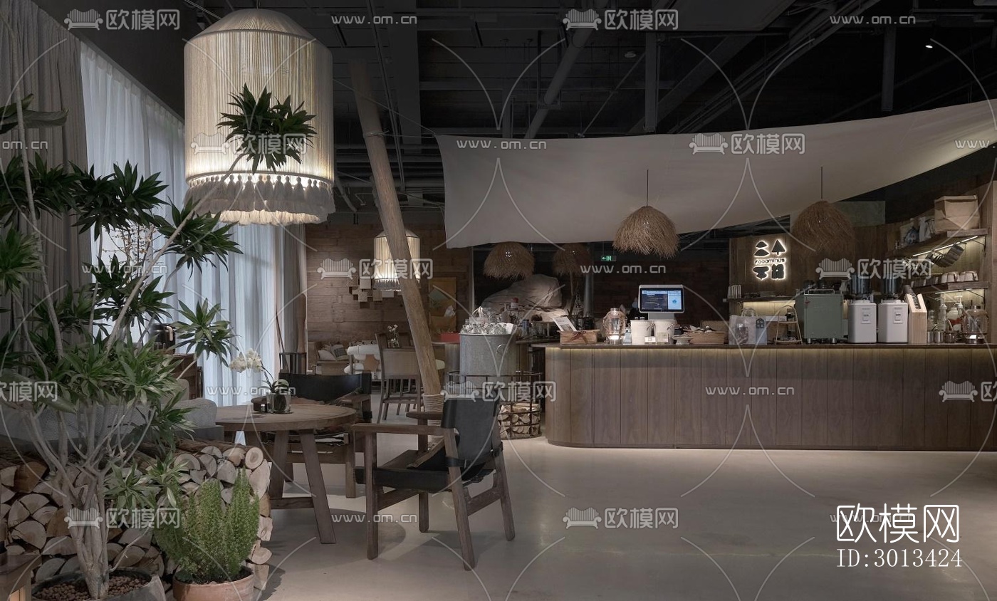 侘寂咖啡奶茶效果图下载（渲染图1）