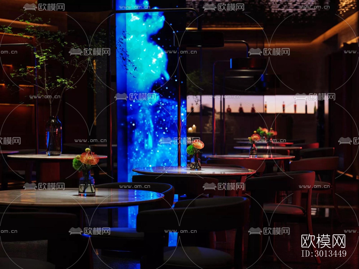 新中式西餐厅效果图下载（渲染图9）