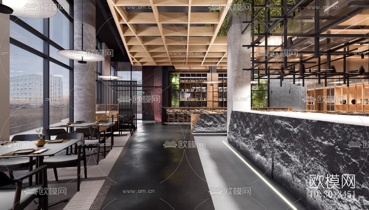 现代西餐厅效果图下载（渲染图5）