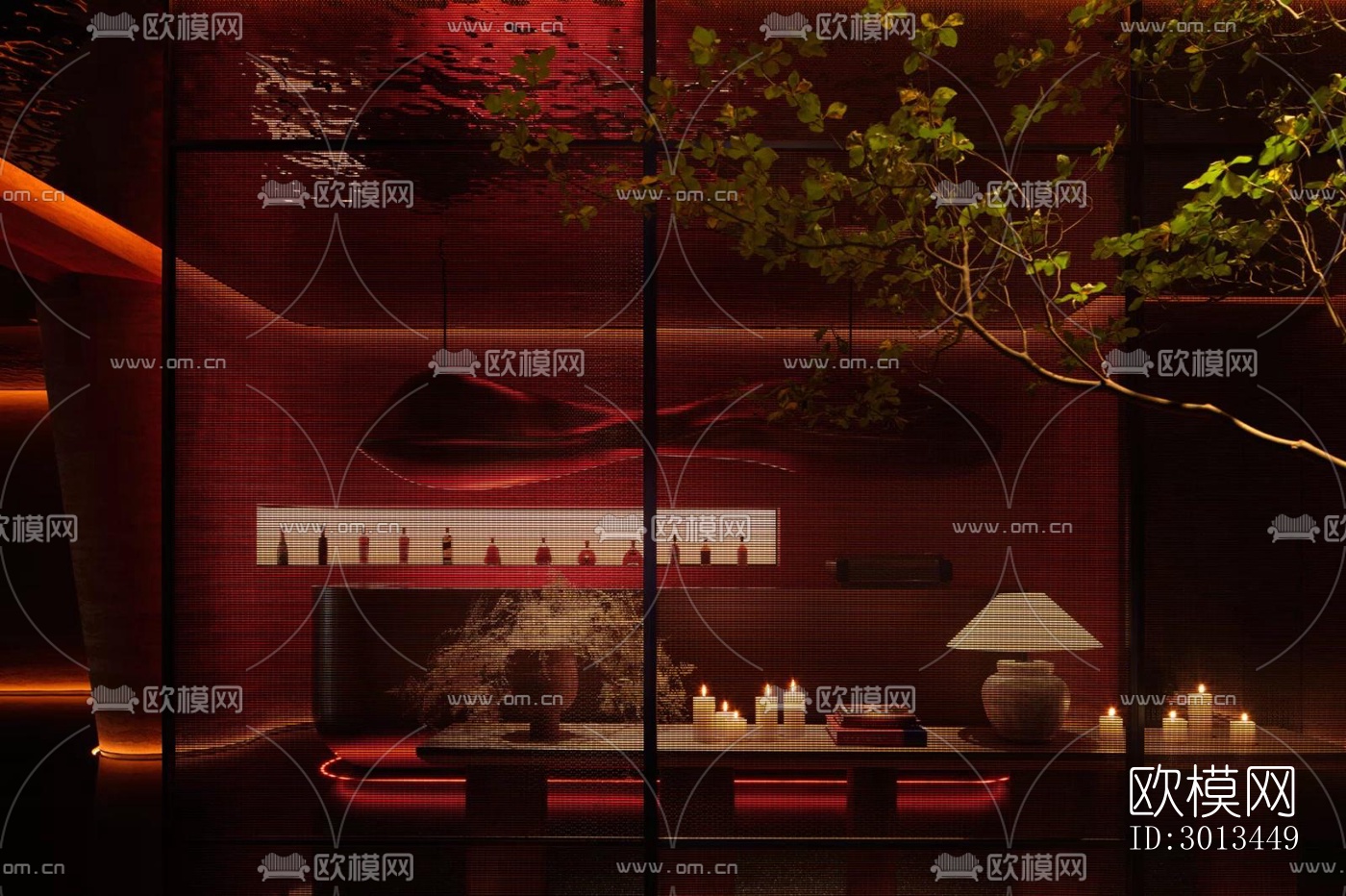 新中式西餐厅效果图下载（渲染图11）