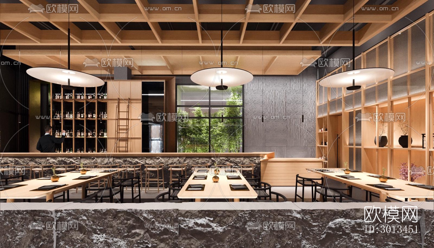 现代西餐厅效果图下载（渲染图7）