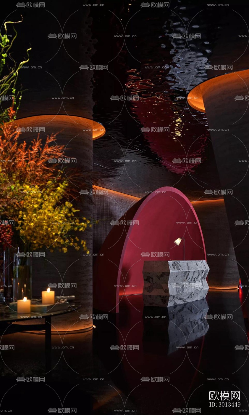 新中式西餐厅效果图下载（渲染图7）