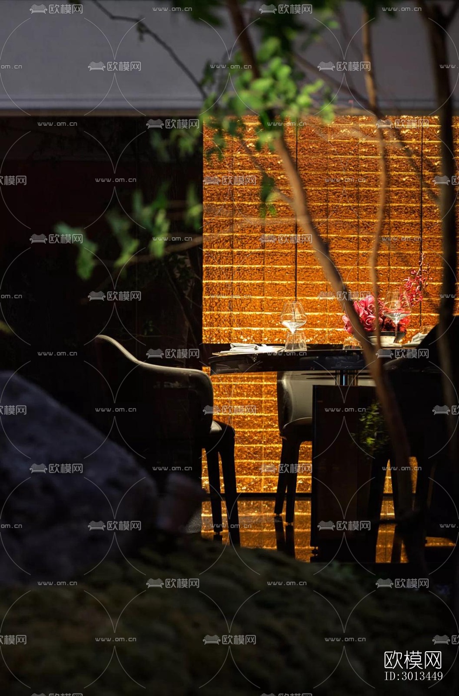 新中式西餐厅效果图下载（渲染图5）