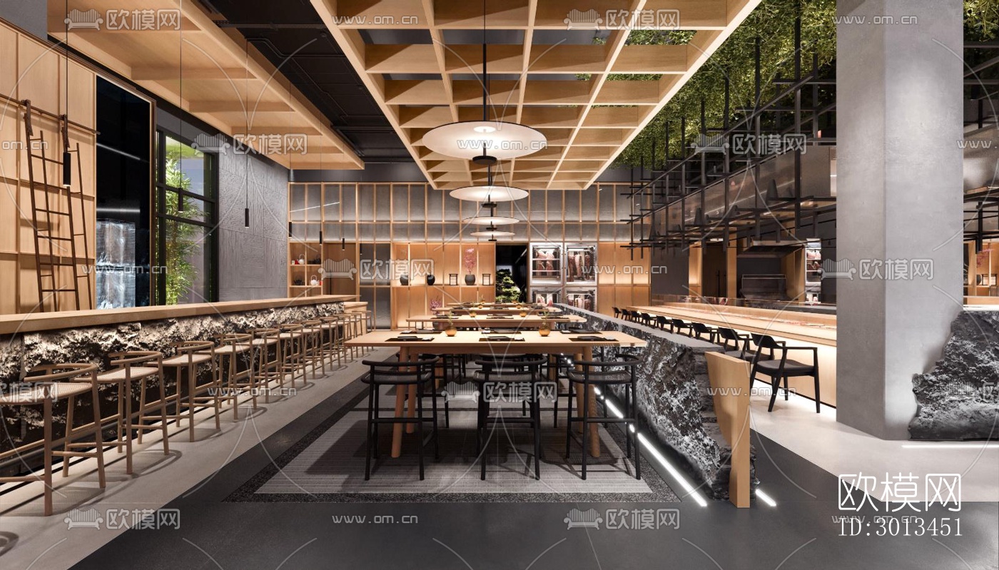 现代西餐厅效果图下载（渲染图8）