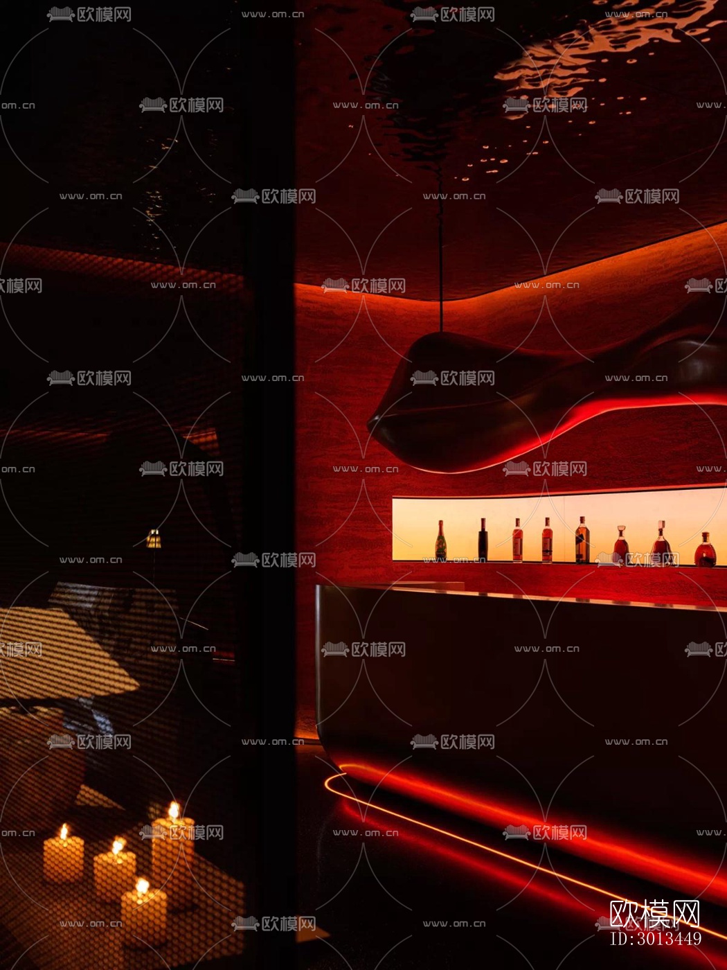 新中式西餐厅效果图下载（渲染图15）