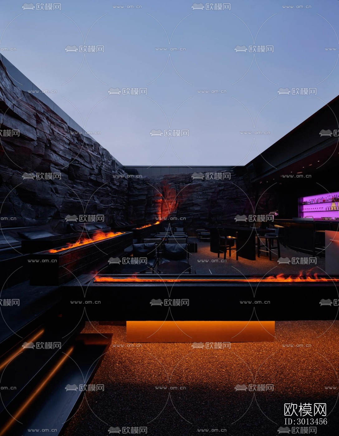 高级灰西餐厅效果图下载（渲染图3）