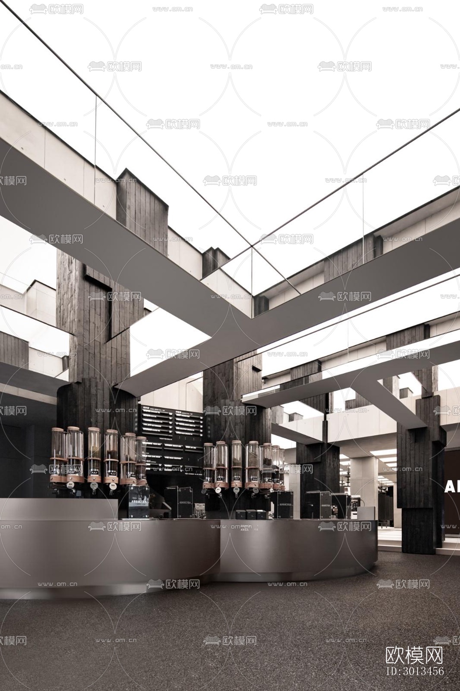 高级灰西餐厅效果图下载（渲染图6）