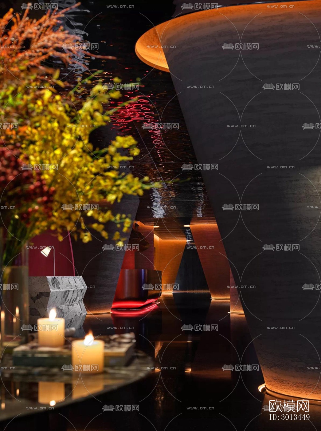 新中式西餐厅效果图下载（渲染图16）