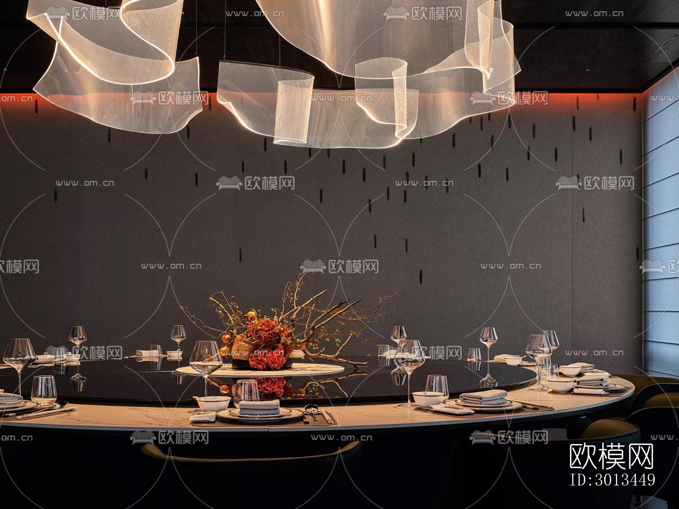 新中式西餐厅效果图下载（渲染图13）