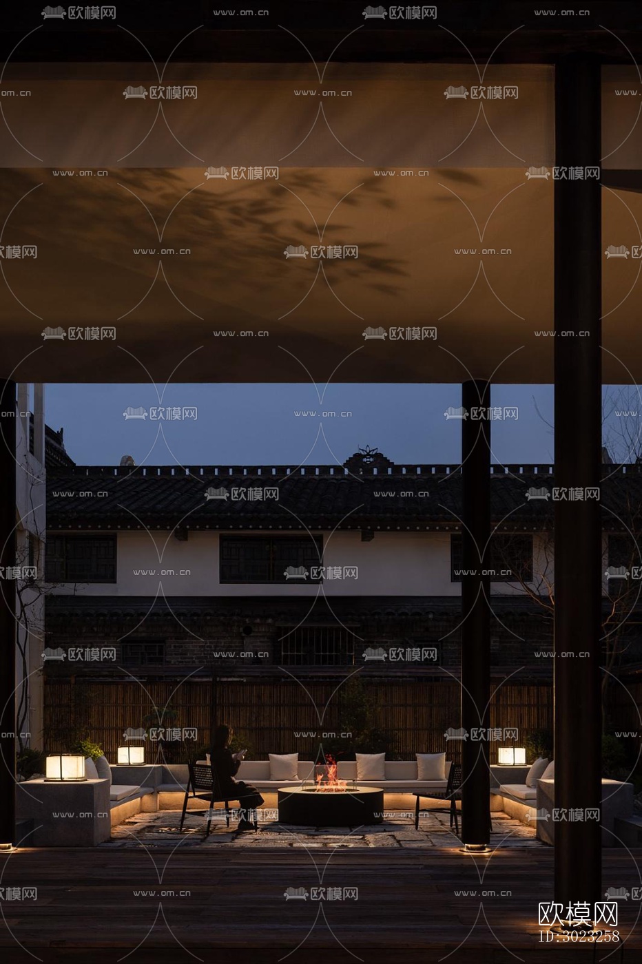 中古风酒店民宿效果图下载（渲染图19）