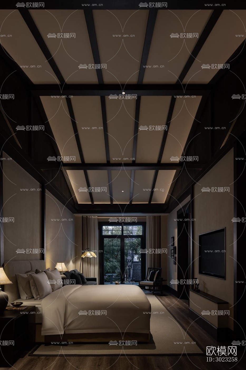 中古风酒店民宿效果图下载（渲染图4）