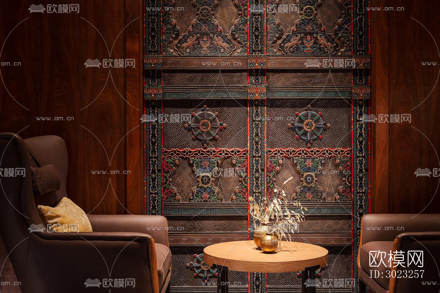 中古风酒店民宿效果图下载（渲染图2）