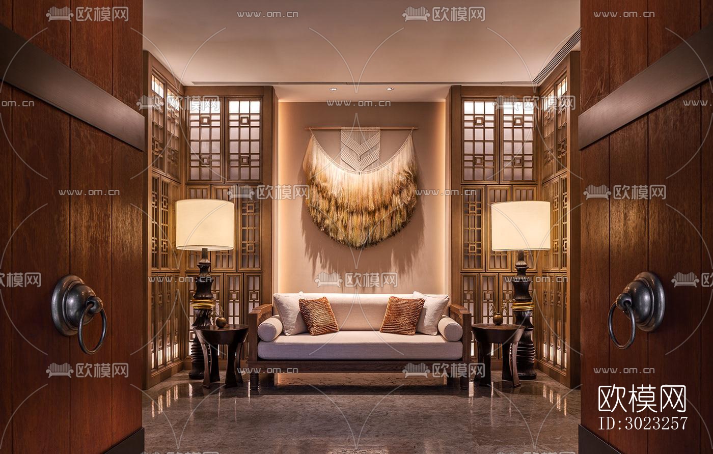 中古风酒店民宿效果图下载（渲染图3）