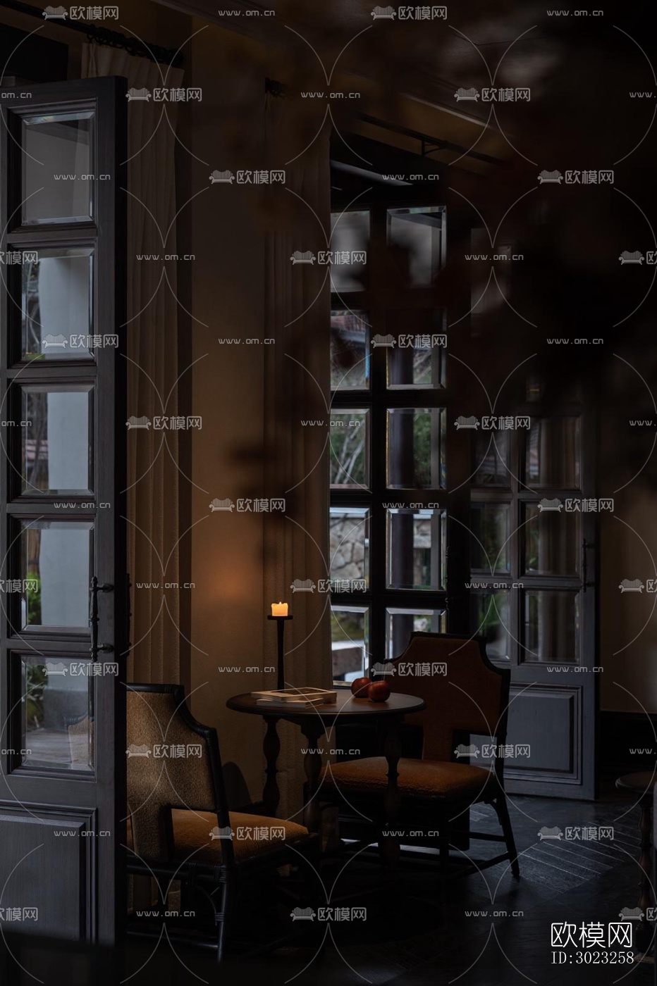 中古风酒店民宿效果图下载（渲染图3）