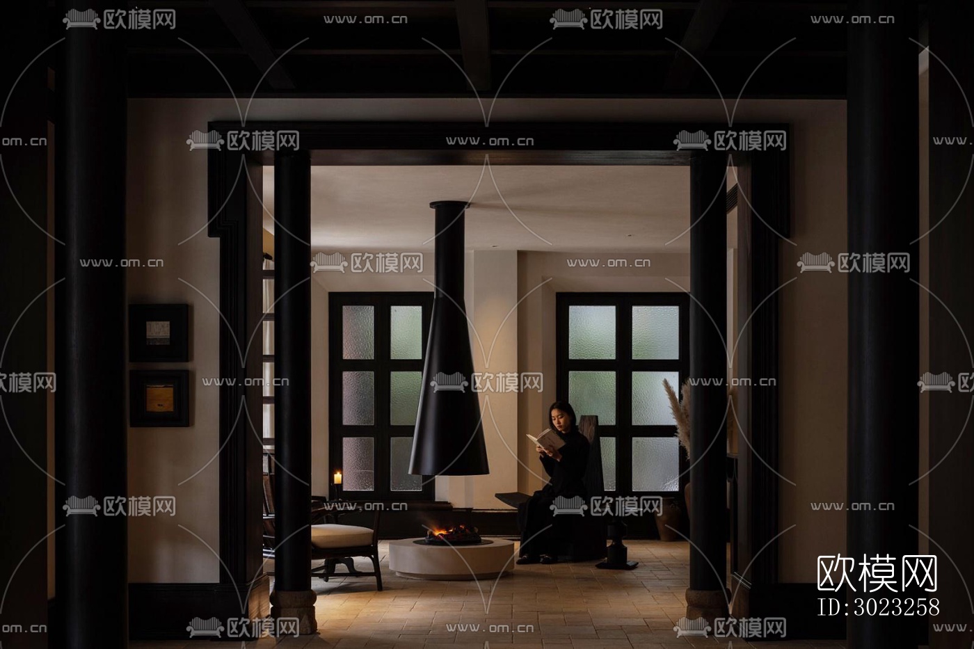 中古风酒店民宿效果图下载（渲染图5）