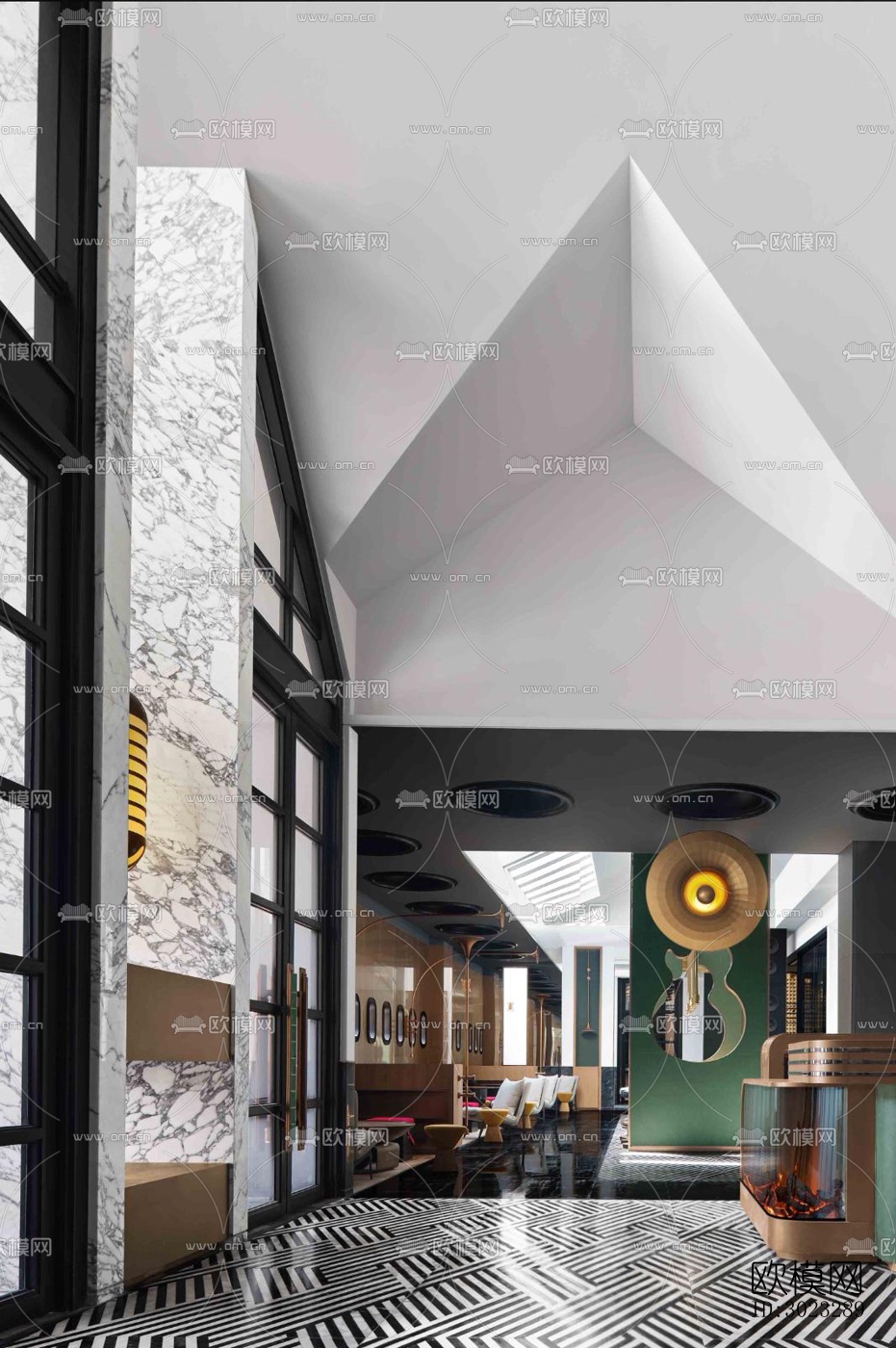 现代酒店民宿效果图下载（渲染图12）