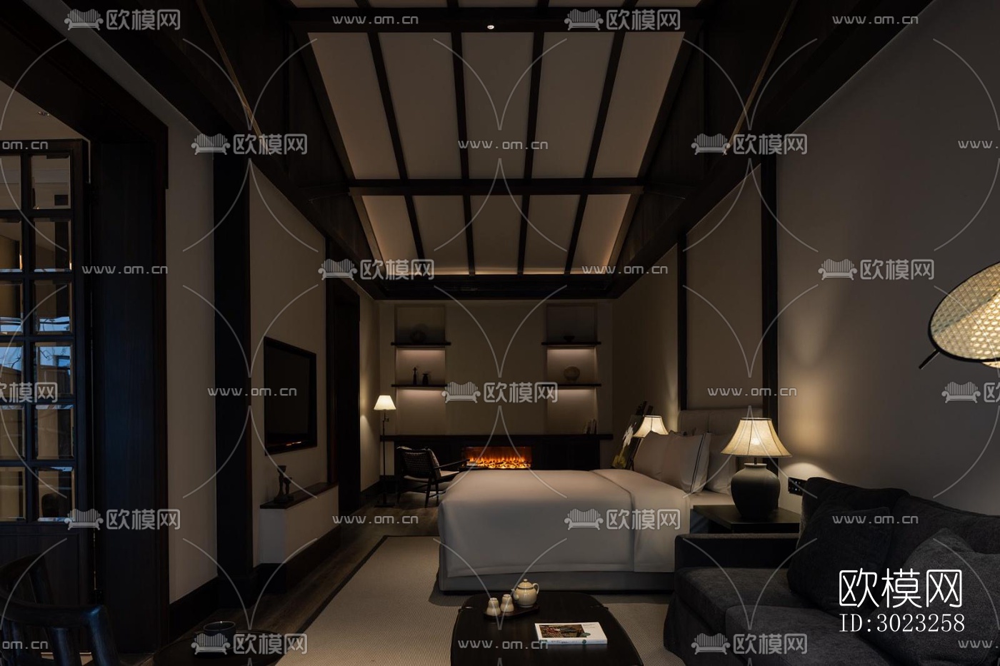 中古风酒店民宿效果图下载（渲染图9）