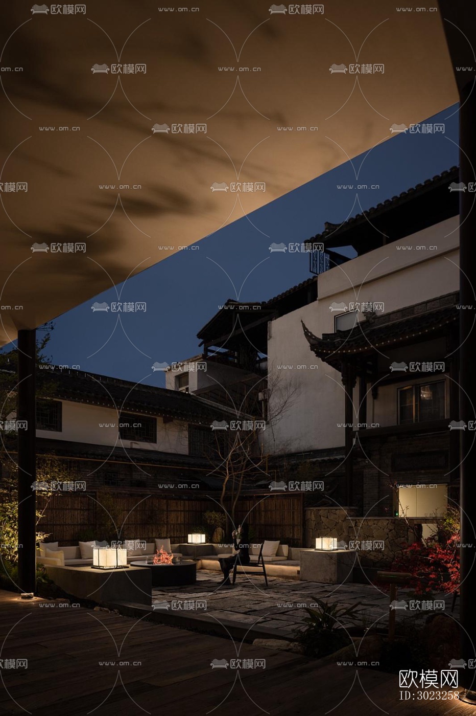 中古风酒店民宿效果图下载（渲染图10）