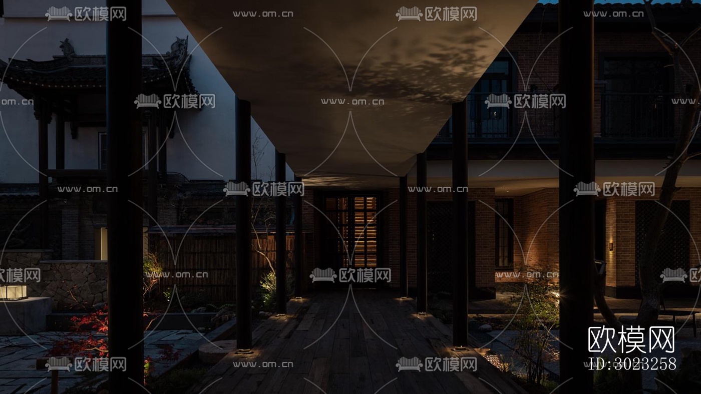 中古风酒店民宿效果图下载（渲染图15）