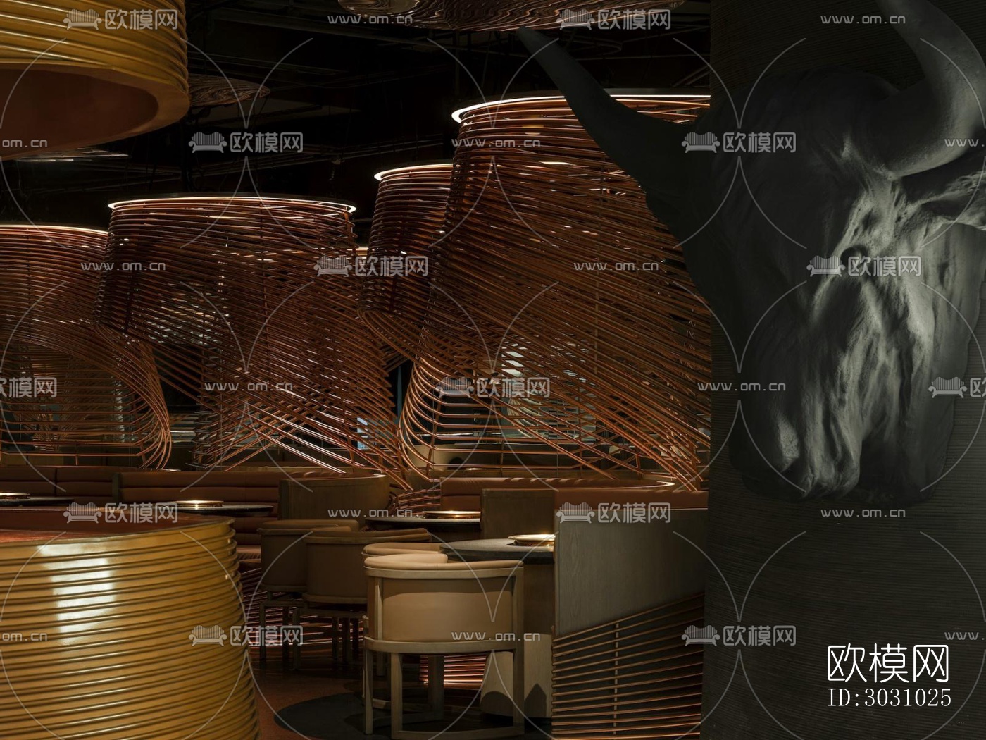 现代西餐厅效果图下载（渲染图12）