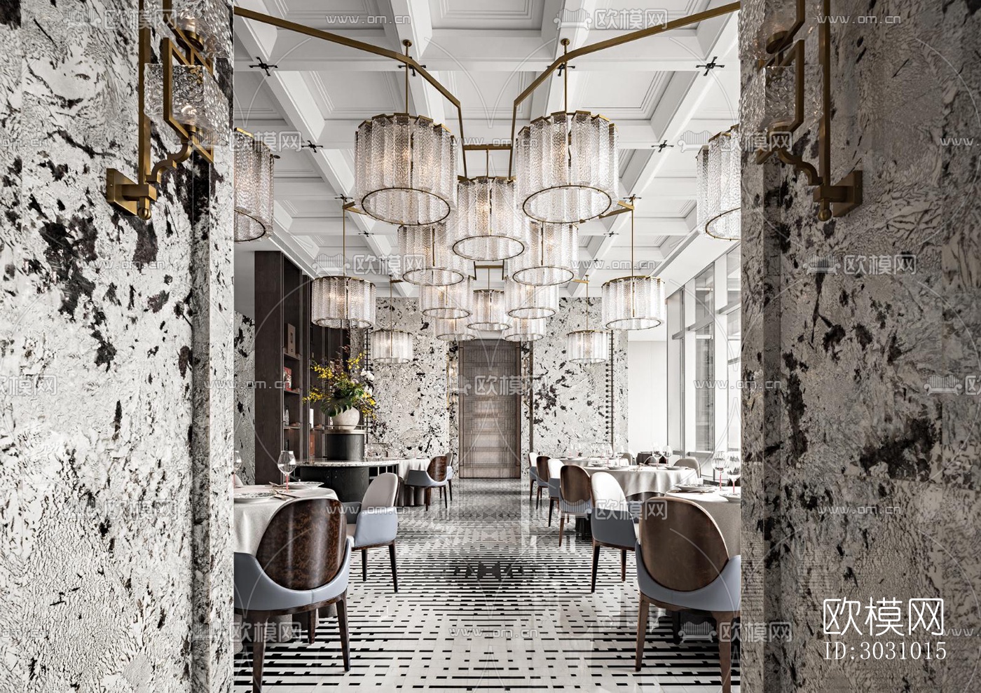 欧式西餐厅效果图下载（渲染图6）