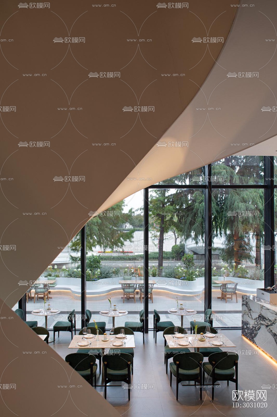 现代西餐厅效果图下载（渲染图16）