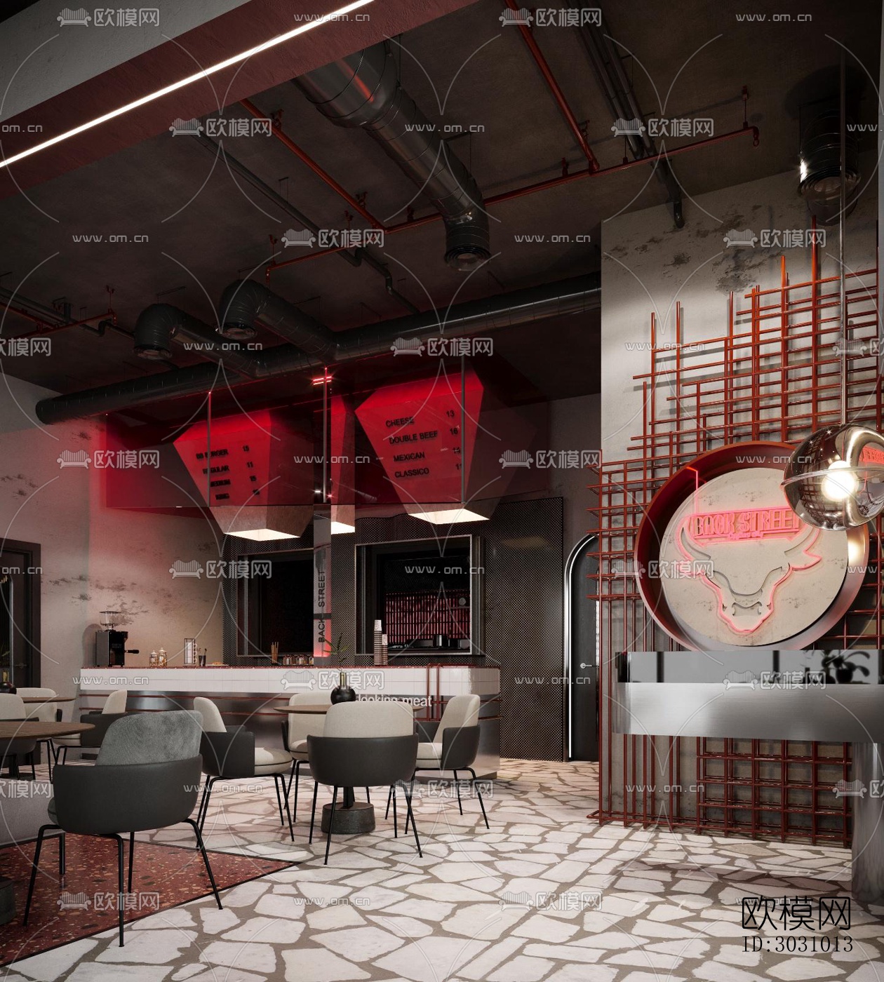 后现代西餐厅效果图下载（渲染图9）