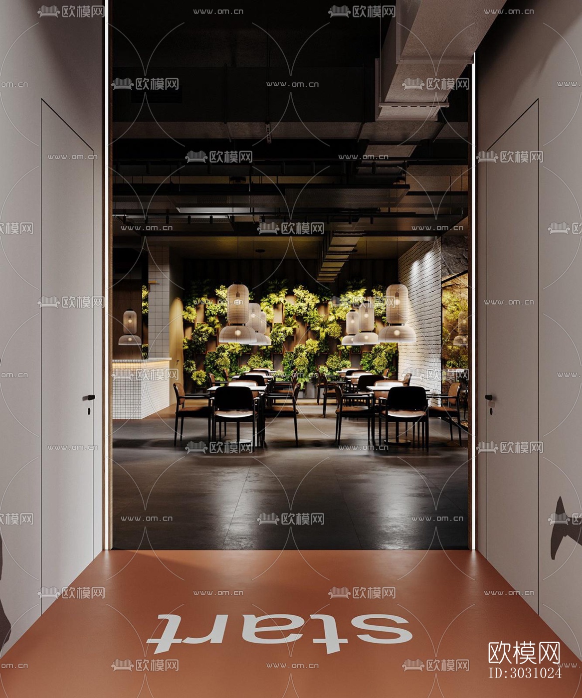 现代西餐厅效果图下载（渲染图4）