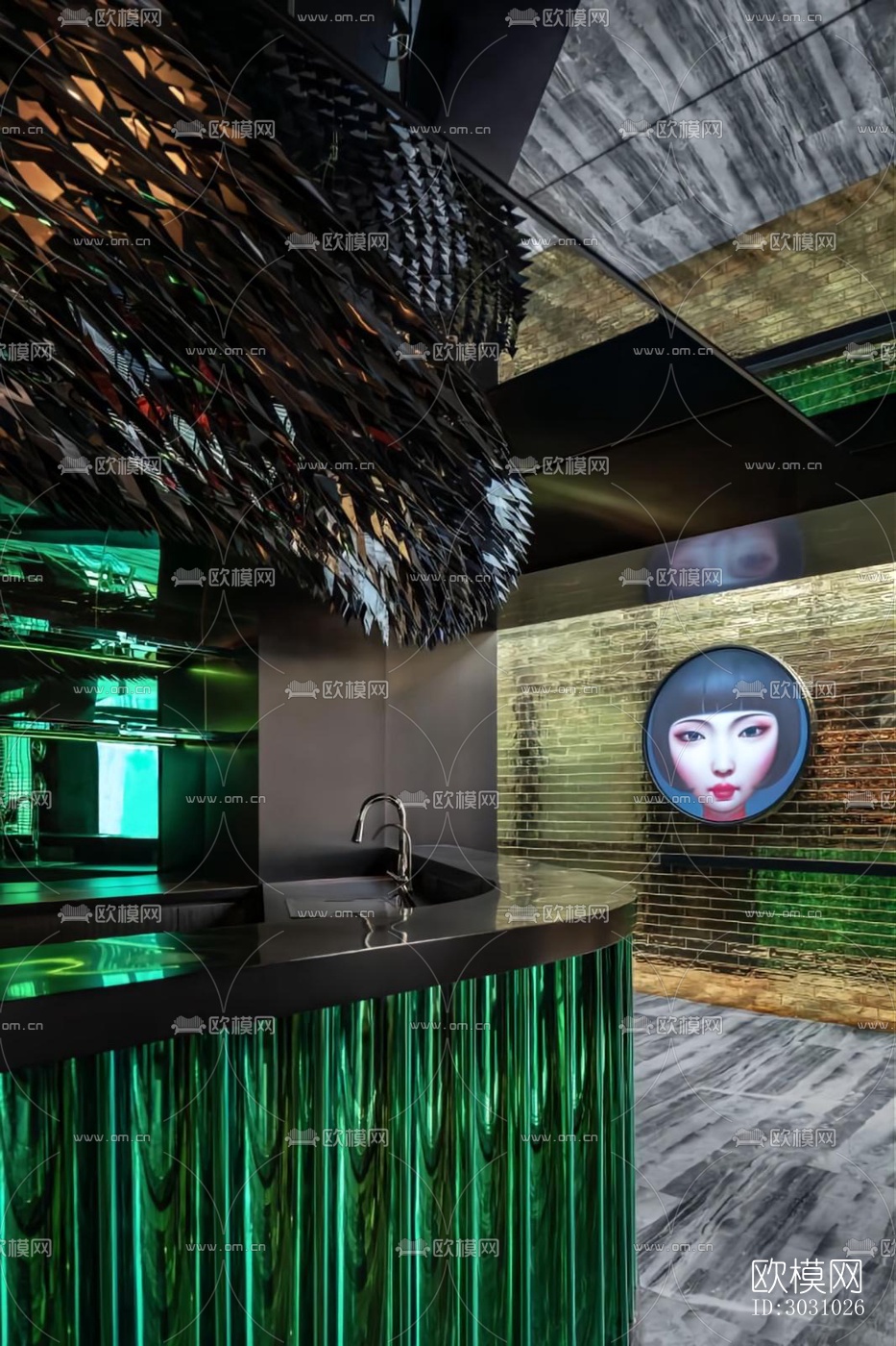 高级灰西餐厅效果图下载（渲染图12）