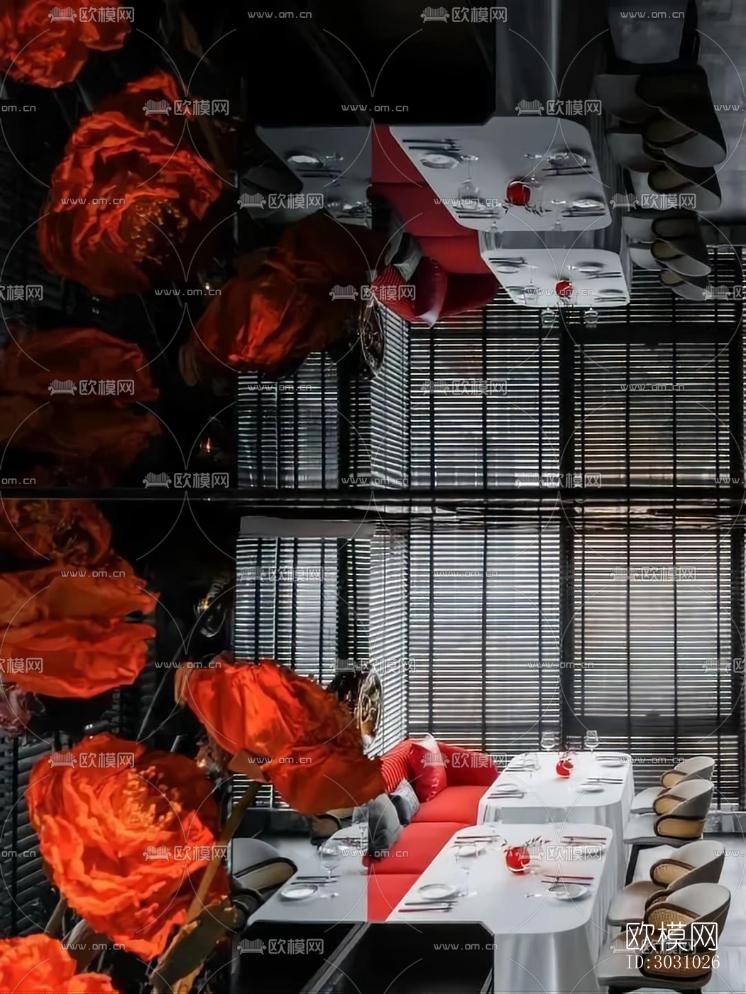 高级灰西餐厅效果图下载（渲染图19）