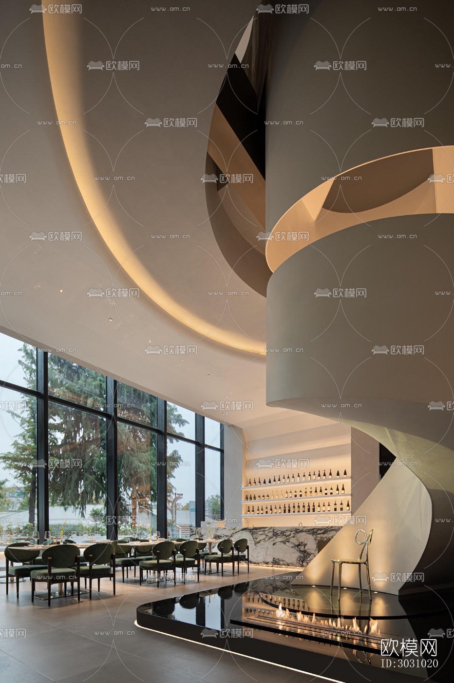 现代西餐厅效果图下载（渲染图12）