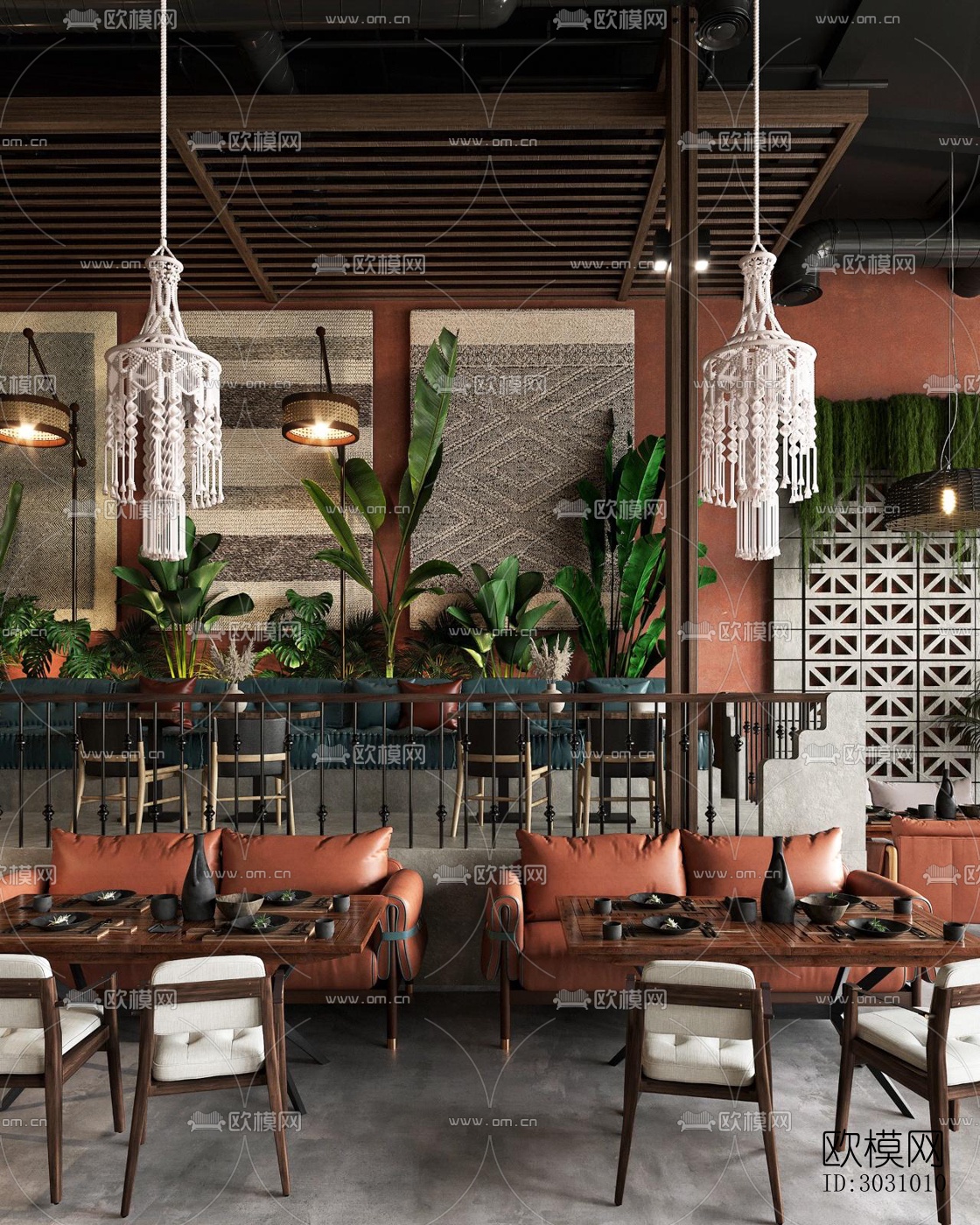 中古风西餐厅效果图下载（渲染图8）
