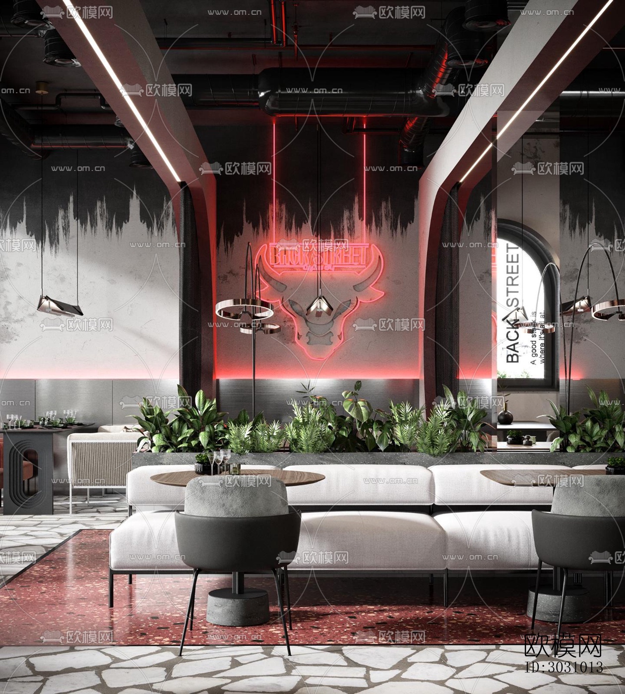 后现代西餐厅效果图下载（渲染图8）