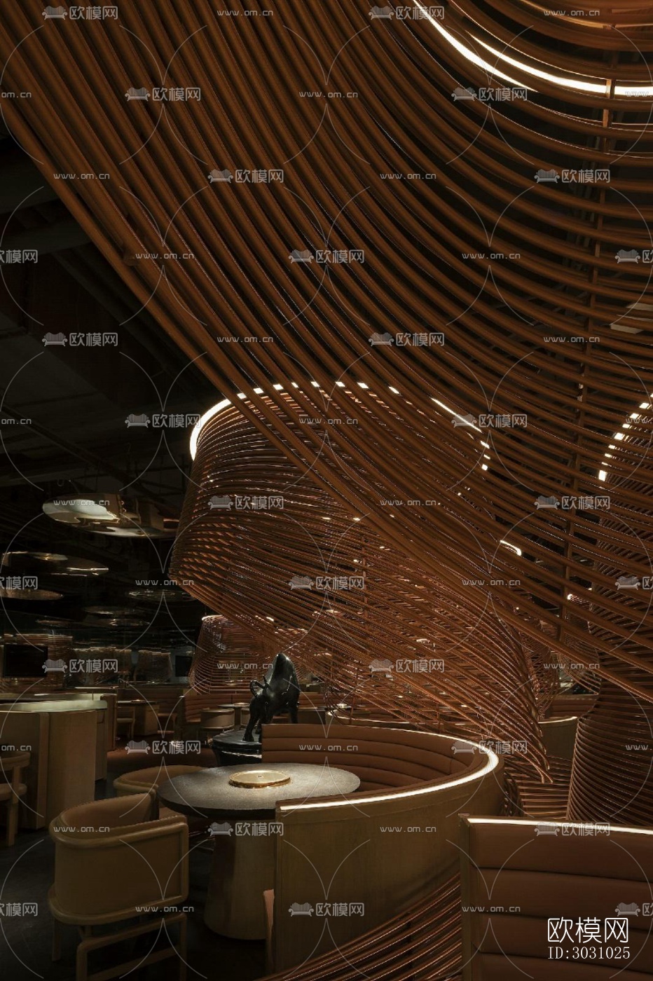 现代西餐厅效果图下载（渲染图1）