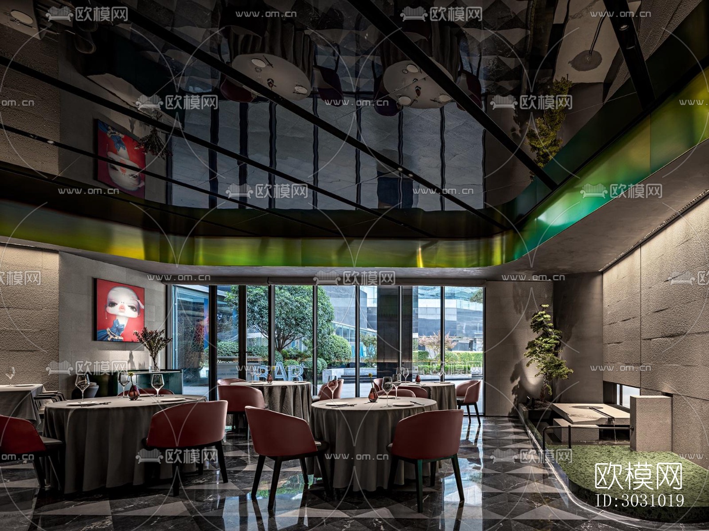 现代西餐厅效果图下载（渲染图2）