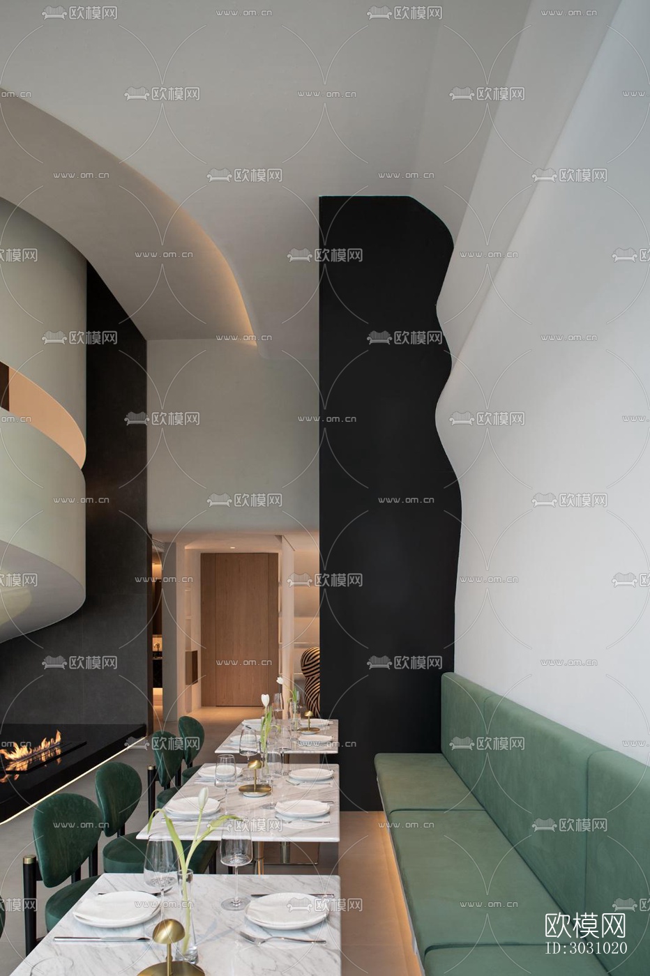 现代西餐厅效果图下载（渲染图8）