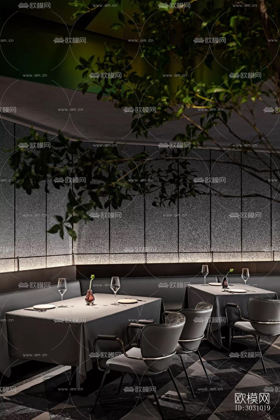 现代西餐厅效果图下载（渲染图11）