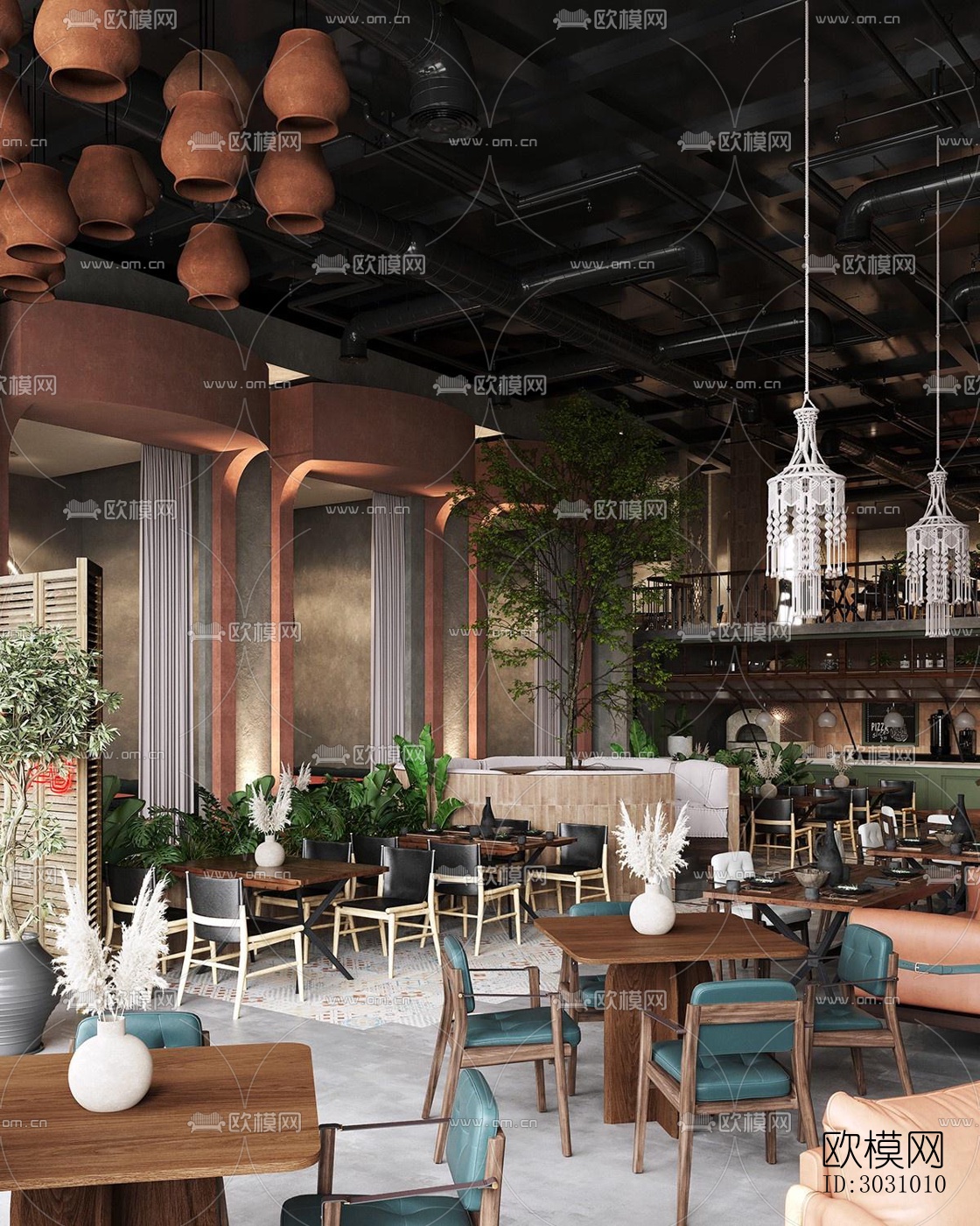 中古风西餐厅效果图下载（渲染图4）