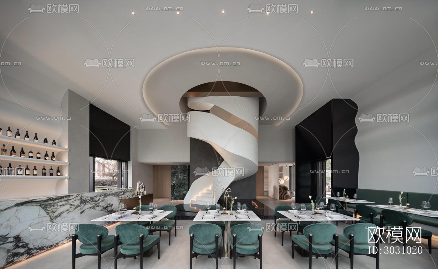 现代西餐厅效果图下载（渲染图17）