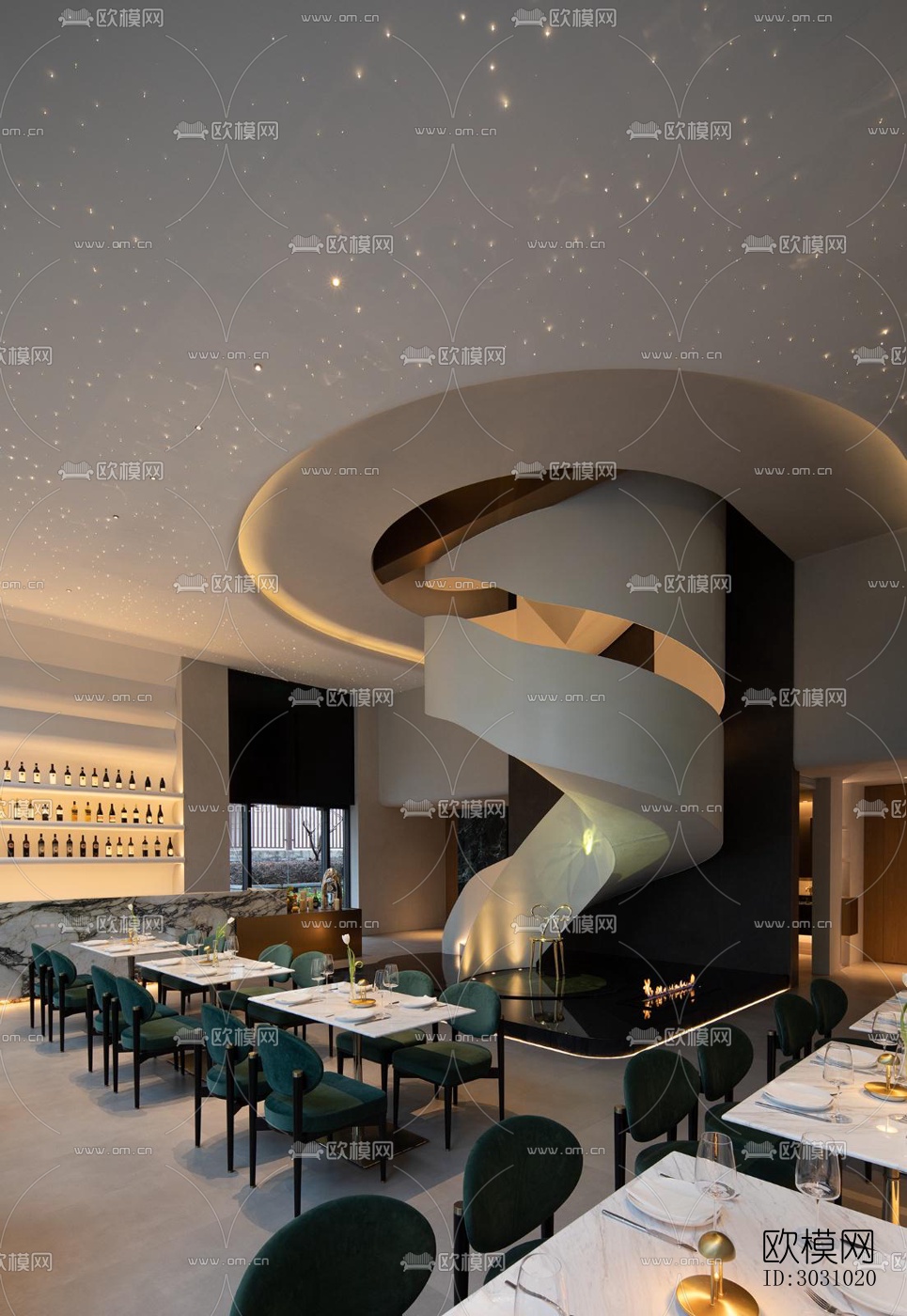现代西餐厅效果图下载（渲染图10）