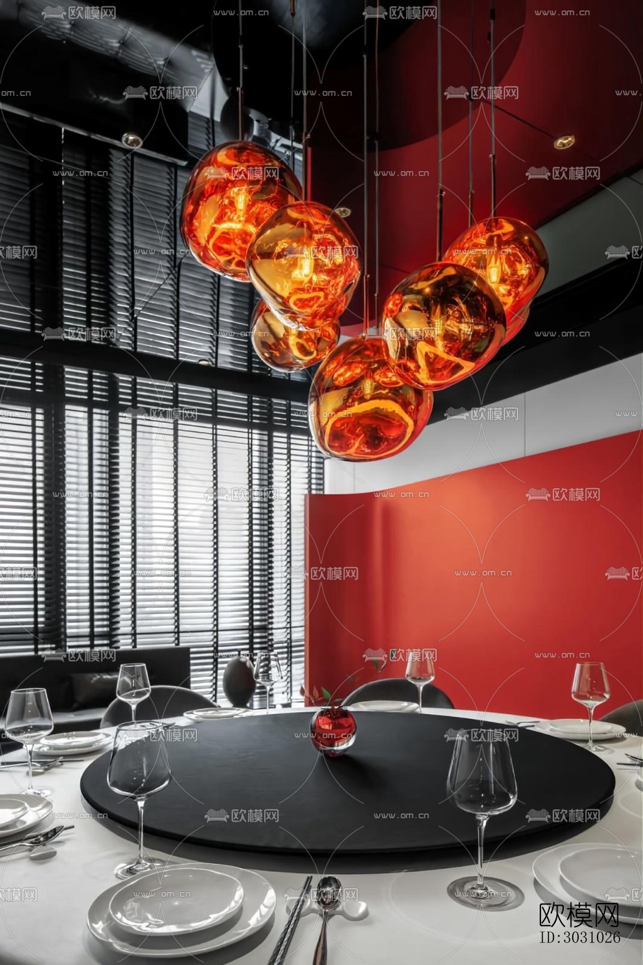 高级灰西餐厅效果图下载（渲染图14）