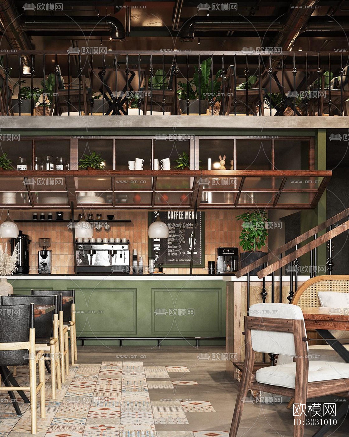 中古风西餐厅效果图下载（渲染图5）