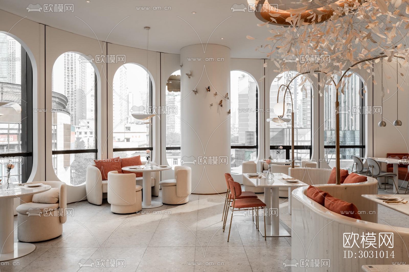 奶油风西餐厅效果图下载（渲染图15）